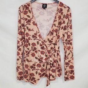 Bobeau Wrap Long Sleeve Blouse